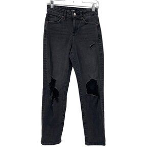 Express Boyfriend Distressed Relaxed Jeans Women's 0‎ Black Charcoal Baggy